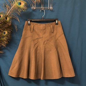 Army Green Paneled Yoke Skirt